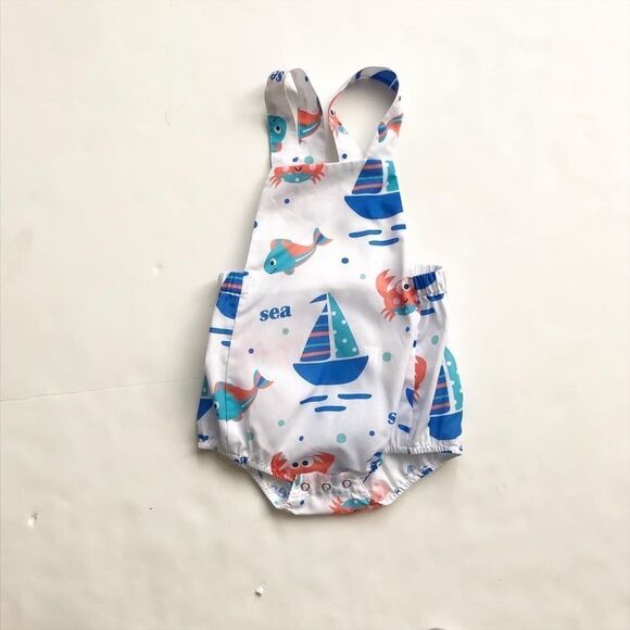 Patpat Sea print bubble romper EUC 12-18 months - Picture 1 of 5
